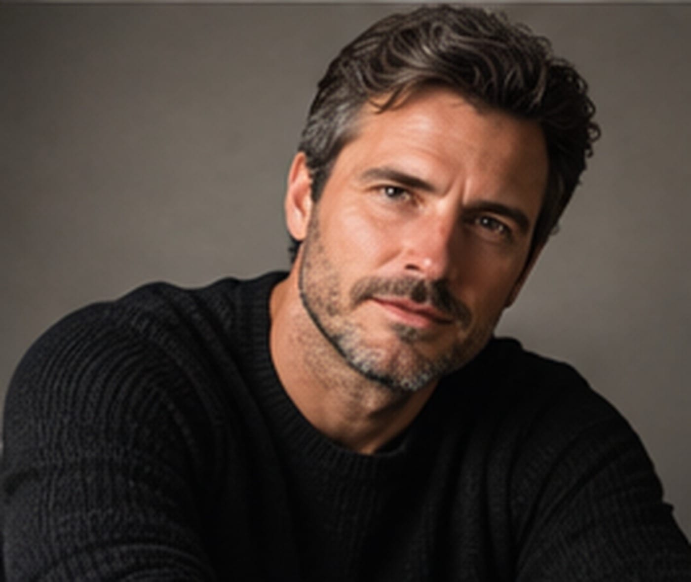 Portrait masculin en studio, pull noir